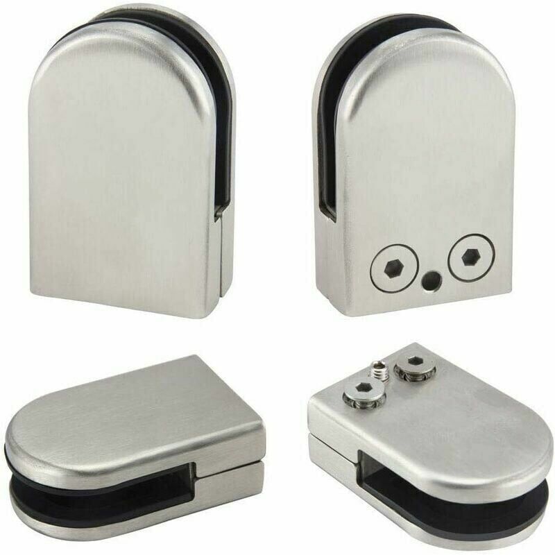 Paquet de 4 supports de pince à verre 6-8mm pince à verre en acier inoxydable supports de verre réglables, argent
