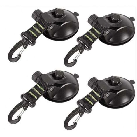 Paquet de 4 ventouses d'ancrage avec fixation à ventouse pour voiture, camping, bâche, tente Fixation à ventouse multifonctionnelle pour utilisation comme auvent latéral de voiture