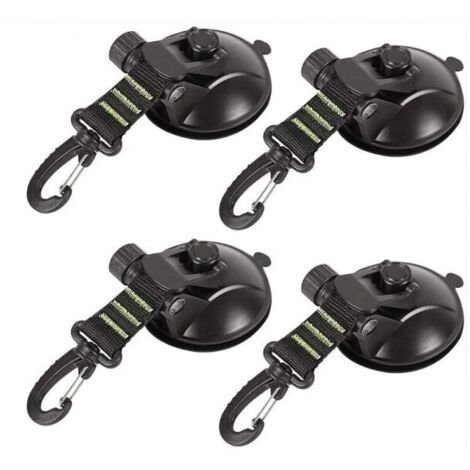 Paquet de 4 ventouses d'ancrage avec fixation à ventouse pour voiture, camping, bâche, tente Fixation à ventouse multifonctionnelle pour utilisation comme auvent latéral de voiture