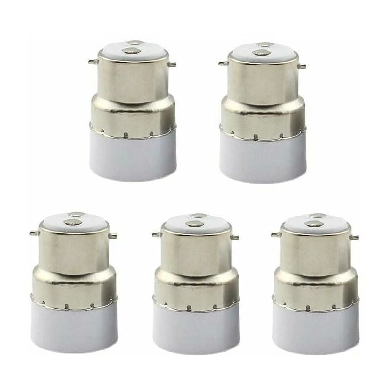 Jalleria - Paquet de 5 convertisseurs de douille d'ampoule B22 à E14 Douille de douille B22 Passer au support de lampe adaptateur standard E14.
