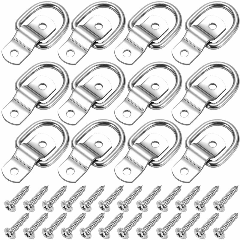 Paquet de 6 ancrages d'arrimage à anneau en d Crochets d'arrimage de remorque robustes en acier inoxydable de 1/4 'pour camion, remorque,