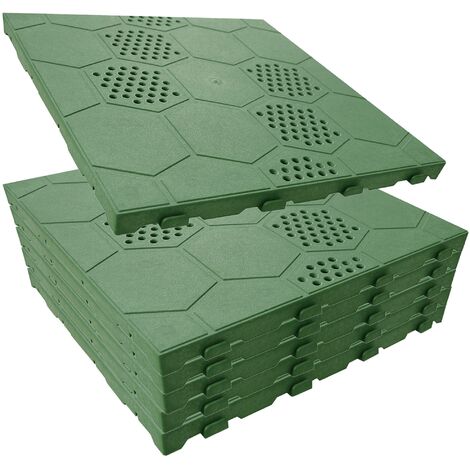 Paquet de 6 carreaux en plastique pour étage extérieur de 39x39x2,5 cm. Surface totale de 0,9m². Collection facile - vert