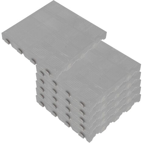 Paquet de 6 carreaux en plastique pour étage extérieur de 39x39x4,8 cm. Surface totale 0.9m² Collection Combi - Gris