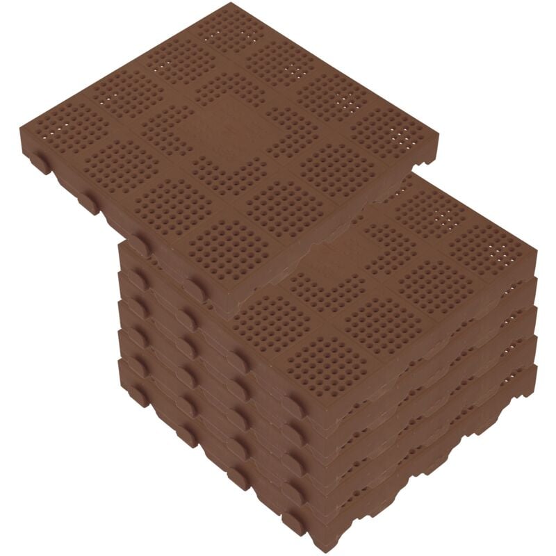 Paquet de 6 carreaux en plastique pour sol extérieur en nid d`abeille de 39x39x4,8 cm. Zone totale de 0,9m² Combi - Collection Brown