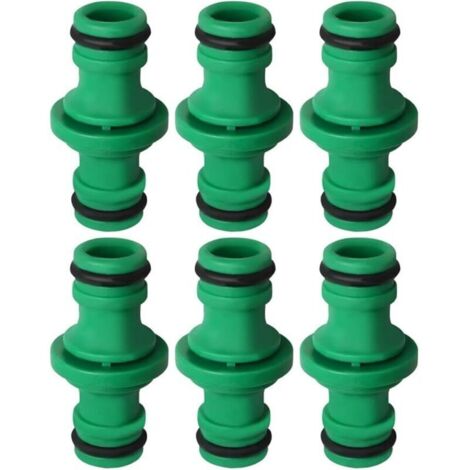 Paquet de 6 connecteurs de tuyau Double, connecteur de tuyau Double mâle, connecteur de tuyau en plastique pour tuyaux d'arrosage (vert)