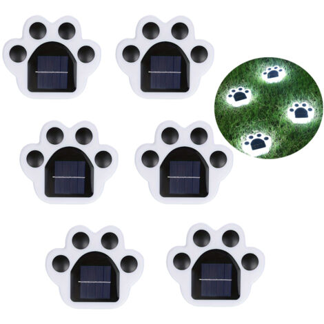 Paquet de 6 lampes solaires à empreinte d'animaux de compagnie de chat et de chien, lumière solaire de voie, lumière de pelouse Led étanche