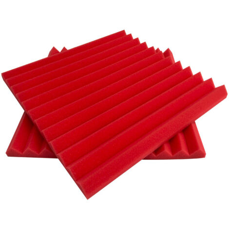 Paquet de 6 panneaux acoustiques, panneaux en mousse acoustique 30 x 30 x 2,5 cm, rembourrage insonorisé haute densité, rouge