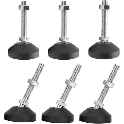Paquet de 6 Pieds Réglables Universels en Silicone D50 × M8 × 50 M8 Base Pivotante Articulé en Nylon Filetée Patins de Glissement Pieds de Table GROOFOO