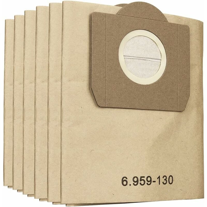 Alovez - Paquet de 6 sacs filtrants en papier pour aspirateur sec et humide Karcher WD3 et nettoyeur de tapis se 4001, pièce de rechange 6.959-130.0