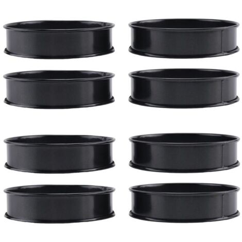 Paquet de 8 Anneaux à Muffins Anglais AntiadhéSifs de 10,2 cm - Anneaux à Tarte Doubles RouléS en Acier Inoxydable pour la Cuisson