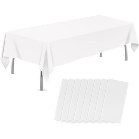Paquet de 8 nappes en plastique 54 "x 108", nappes jetables couverture de table rectangulaire, nappes en plastique pour les fêtes