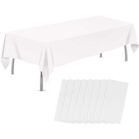 Paquet de 8 nappes en plastique 54 "x 108", nappes jetables couverture de table rectangulaire, nappes en plastique pour les fêtes