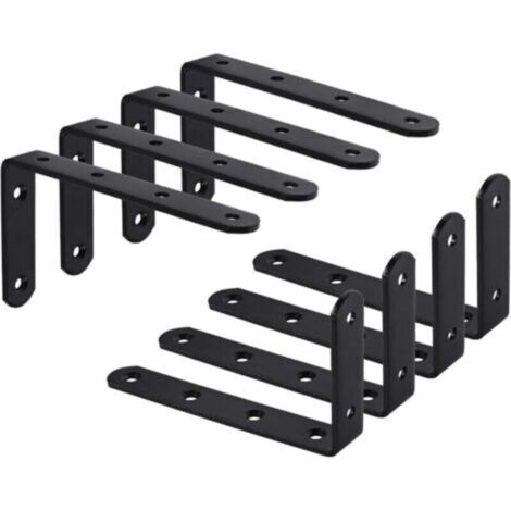 Paquet de 8 supports de support mural, support en forme de L, support fixe, meuble suspendu, 125x75x3mm