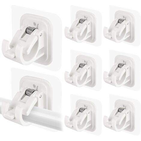 Paquet de 8 supports de tringle à rideau auto-adhésifs, crochets de tringle à rideau (blanc)