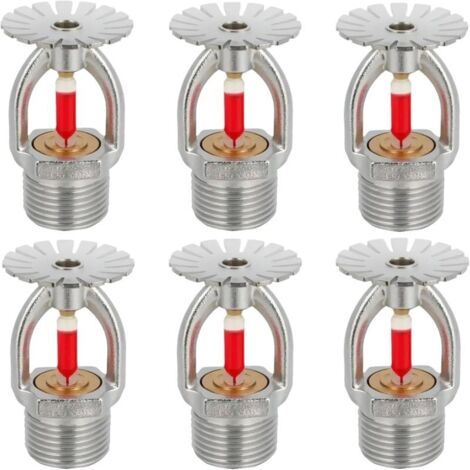 Paquete 6 cabezales extintores automáticos – tipo colgante, 68°C, rosca NPT 1/2", K=80, respuesta rápida, para uso doméstico/comercial