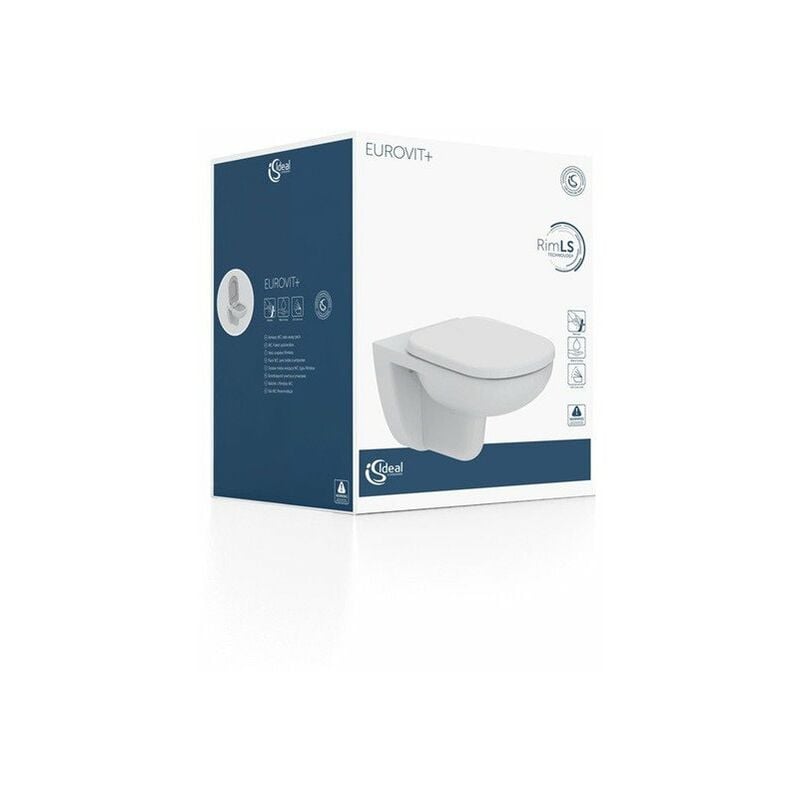 

Paquete combinado WC EUROVITPLUS 360x530x350mm blanco sin borde de descarga, con cierre suave IDEAL STANDARD