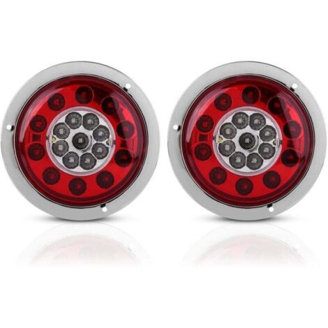 Paquete de 1 par de luces LED de 12 V a 24 V CC, redondas de 4,3 pulgadas, para remolque de camión, freno, parada, giro, luces traseras cromadas de dos colores para remolques de camiones, automóviles 