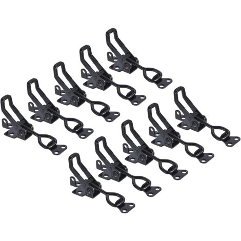 Paquete de 10 abrazaderas de palanca ajustables, clips metálicos para cremallera, modelo 4002, de liberación rápida para puertas de gabinete, negras (tornillos no incluidos).