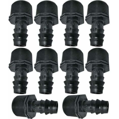 Paquete de 10 adaptadores/conectores de manguera de goteo de Ø16 mm x 3/4'' con rosca exterior (para manguera de Ø16 mm) - conector para sistema de riego