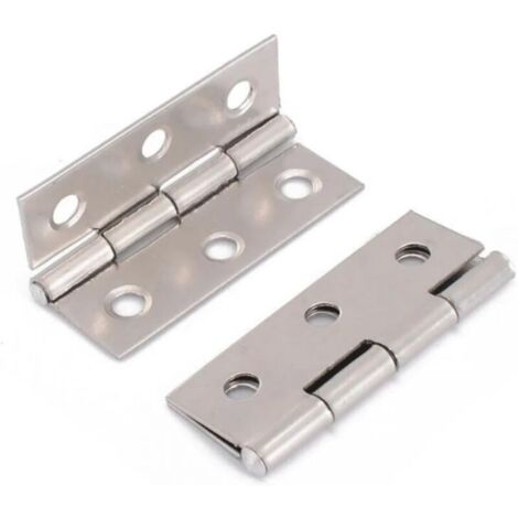 Paquete de 10 bisagras de acero inoxidable para muebles de hogar, bisagras largas para puertas de armarios, bisagras para puertas, 75 mm x 50 mm, color plata