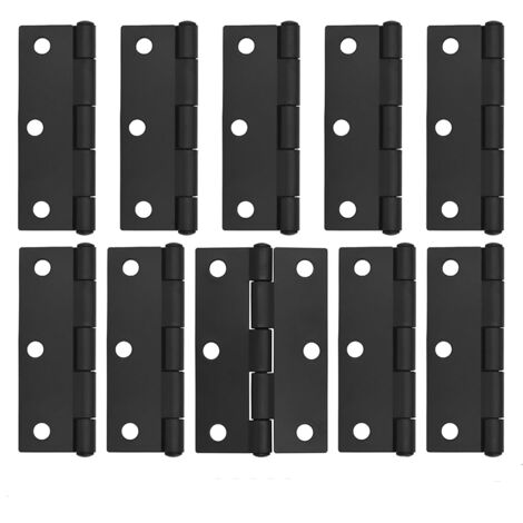 Paquete de 10 bisagras negras para puertas - 75 mm (3") - Bisagras para puertas de armarios con tornillos para puertas de muebles de madera de interior