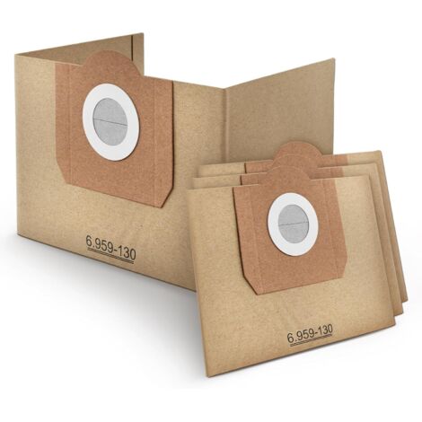 Paquete de 10 bolsas para aspiradoras Kärcher WD3 – Bolsas de filtro de repuesto [6.959-130.0/69591300] – Tejido no tejido multicapa para polvo fino