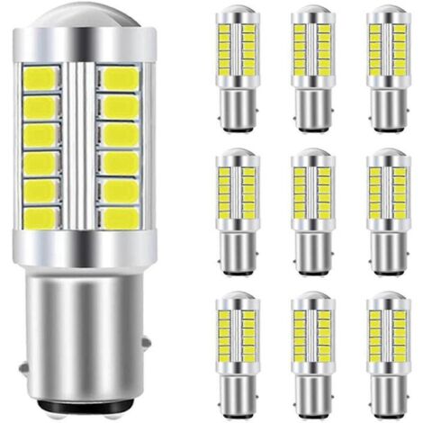 Paquete de 10 bombillas LED 1157 Bay15d P21/5w para luces traseras de coche (luces de freno).