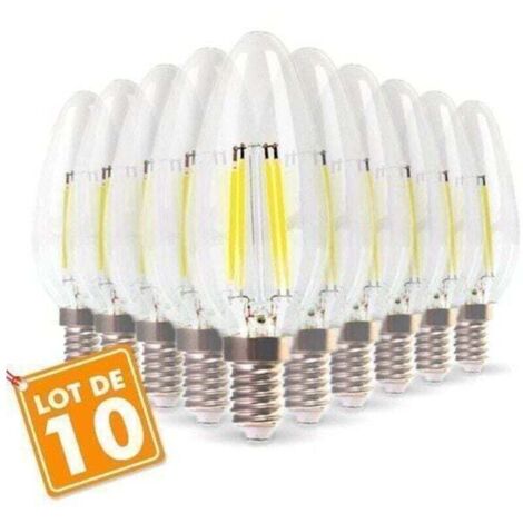 Paquete de 10 bombillas LED de llama, XU, filamento de 4 W (equivalente a 40 W), casquillo E14, blanco cálido 2700 K, producto de alta calidad, larga vida útil, ahorro de energía, sin rayos UV, satisf