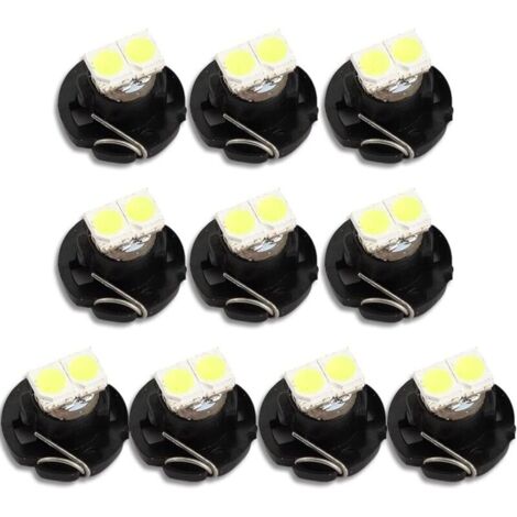 Paquete de 10 bombillas T4.2 de 2 LED, SMD 1210, 20 lm, extremadamente brillantes para salpicaderos de coche, blanco 6500K