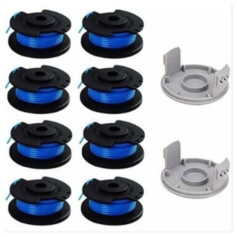 Paquete de 10 carretes de repuesto para recortadora de pulgar para Ryobi, ZY compatible con Ryobi One + AC14RL3A, recortadora inalámbrica, 8 carretes + 2 tapas de corte, Dolaso ZVD