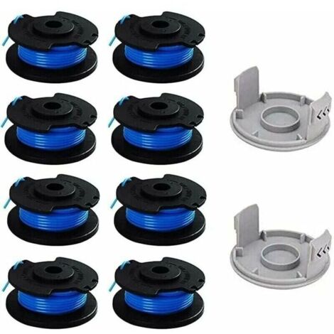 Paquete de 10 carretes de repuesto Ryobi para recortadora de hilo, compatibles con la recortadora de hilo inalámbrica Ryobi One+ AC14RL3A, 8 carretes + 2 tapas de corte
