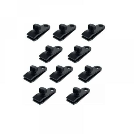 Paquete de 10 clips de plástico para carpas, clips para lonas, clips de nailon multifuncionales y seguros para carpas, clips para lonas para acampar, lonas, caravanas, telas de sombra para jardín