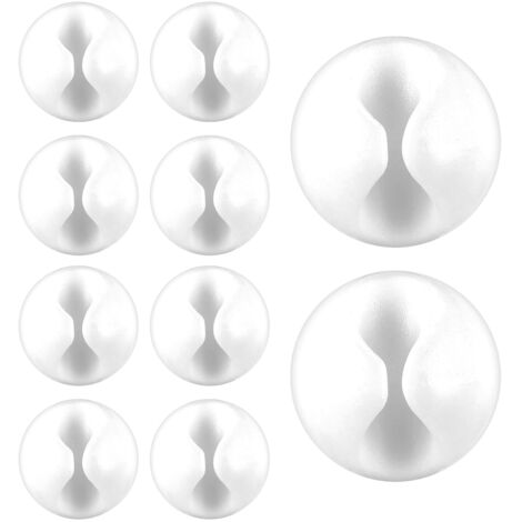 Paquete de 10 clips para cables de carga, soportes para cables, autoadhesivos, guías de cables multifuncionales, organizadores de cables para cables de carga USB, cables de alimentación, cables de aud