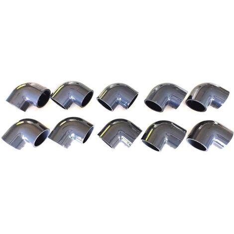 Paquete de 10 codos de 90° 50 mm PVC Presión Piscina y Riego 5 cm 50 mm