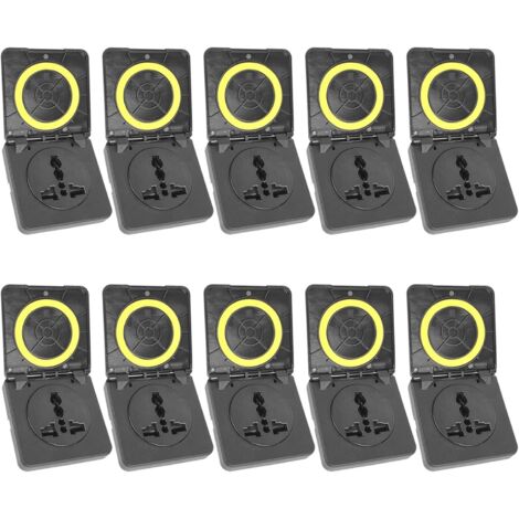 Paquete de 10 conectores de alimentación universales impermeables de 10 A y 250 V, enchufes múltiples, tomacorrientes eléctricos con tapa de 60 mm, IP 54, accesorios para autocaravanas y caravanas.