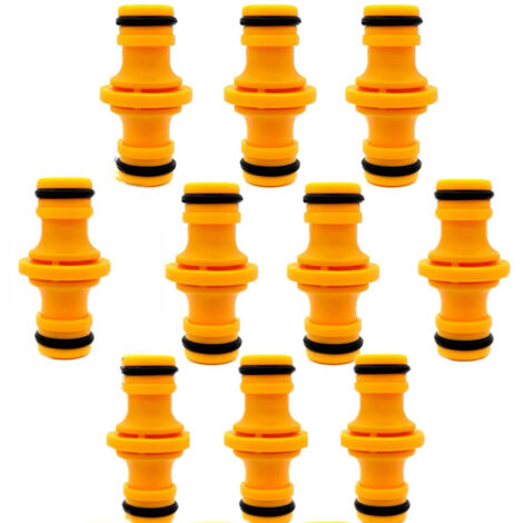 Paquete de 10 conectores de manguera macho dobles para conectar la manguera del jardín y el sistema de riego.
