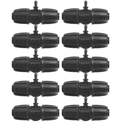 Paquete de 10 conectores en T con cierre de púas, de 16 mm a 4/7", para mangueras de jardín de PE, riego de jardín.
