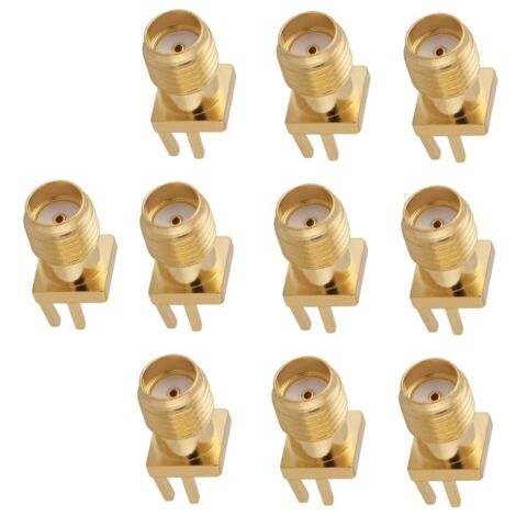 Paquete de 10 conectores SMA hembra para RF, de latón, para montaje en PCB, 50 ohmios.