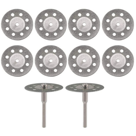 Paquete de 10 discos de corte de diamante, de 22 mm de diámetro, con 2 mandriles de 3 mm, compatibles con herramientas rotativas Dremel.