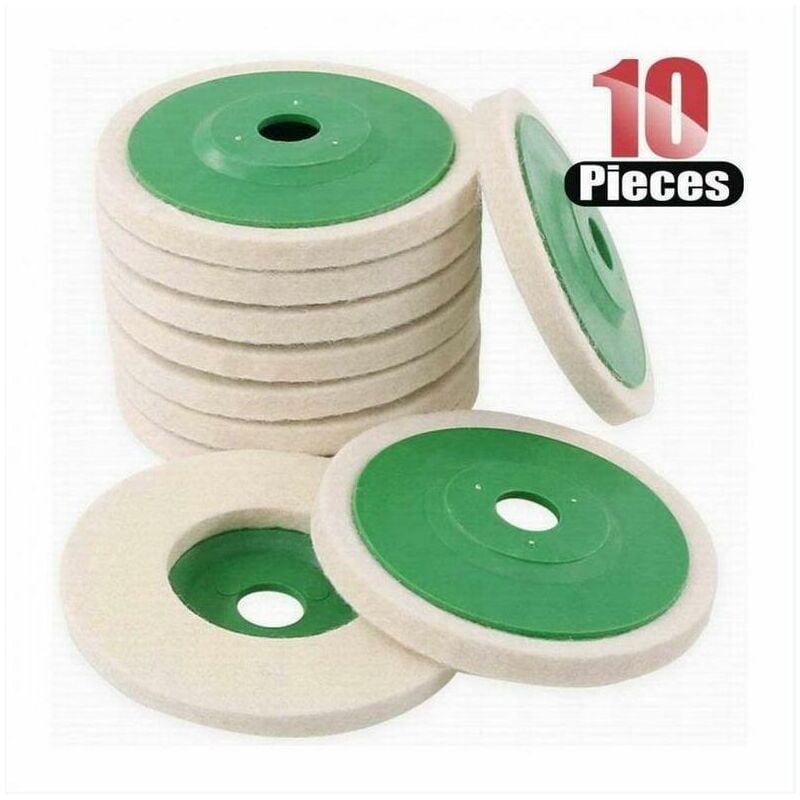 Image of 10er-Pack 4 Zoll (10 cm) Polierscheiben aus Wolle für Winkelschleifer