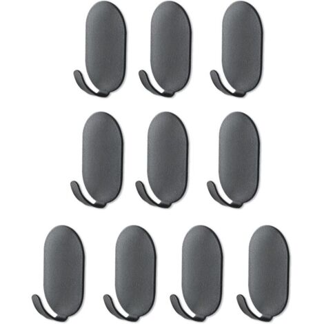 Paquete de 10 ganchos autoadhesivos negros - Ganchos de pared negros sin clavos - Ganchos de pared autoadhesivos para baño, cocina, oficina, fregadero, refrigerador, ganchos negros resistentes
