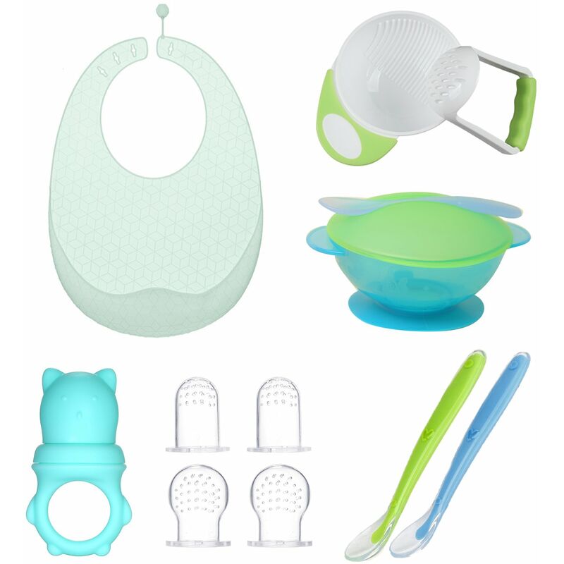 

Happyshopping - Paquete de 10 Juego de alimentacion para bebes Cuchara de silicona Verduras para bebes Frutas Alimentador de alimentos Tazon de