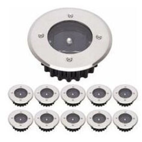 Paquete de 10 luces LED solares de suelo impermeables IP65 (blanco frío)