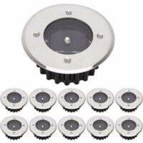 Paquete de 10 luces LED solares de suelo, IP65, resistentes al agua (blanco frío)
