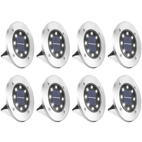 Paquete de 10 luces solares para césped exterior, resistentes al agua IP65, luces blancas decorativas para jardín, caminos, patios, escaleras.