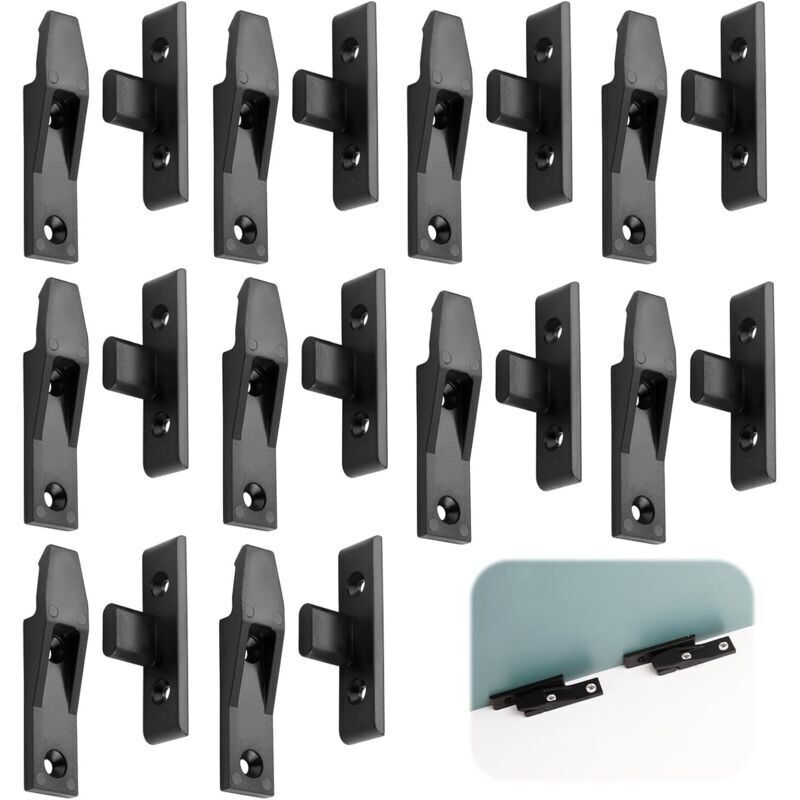 Paquete de 10 pares de clips para paneles de zócalo, conectores de fijación de gabinete a presión, soportes de montaje abatibles, clips de montaje en