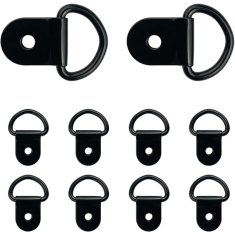 Paquete de 10 pequeñas anillas de acero para amarre, anillas de anclaje resistentes para carga, puntos de anclaje para camiones y remolques, color negro.