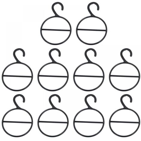 Paquete de 10 perchas circulares multifuncionales para bufandas, cinturones y corbatas, con soporte de exhibición (negro)