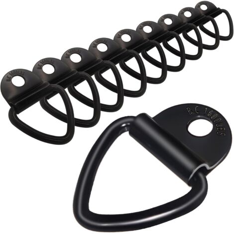 Paquete de 10 pernos de anclaje de acero reforzado con anillo en V para remolques, almacenes, barcos y furgonetas (negro).