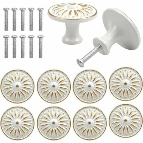Paquete de 10 pomos vintage para puertas de cajones, pomos para muebles, pomos redondos para cajones, pomos de latón para puertas, tiradores para muebles para gabinetes, cocinas, habitaciones de niños